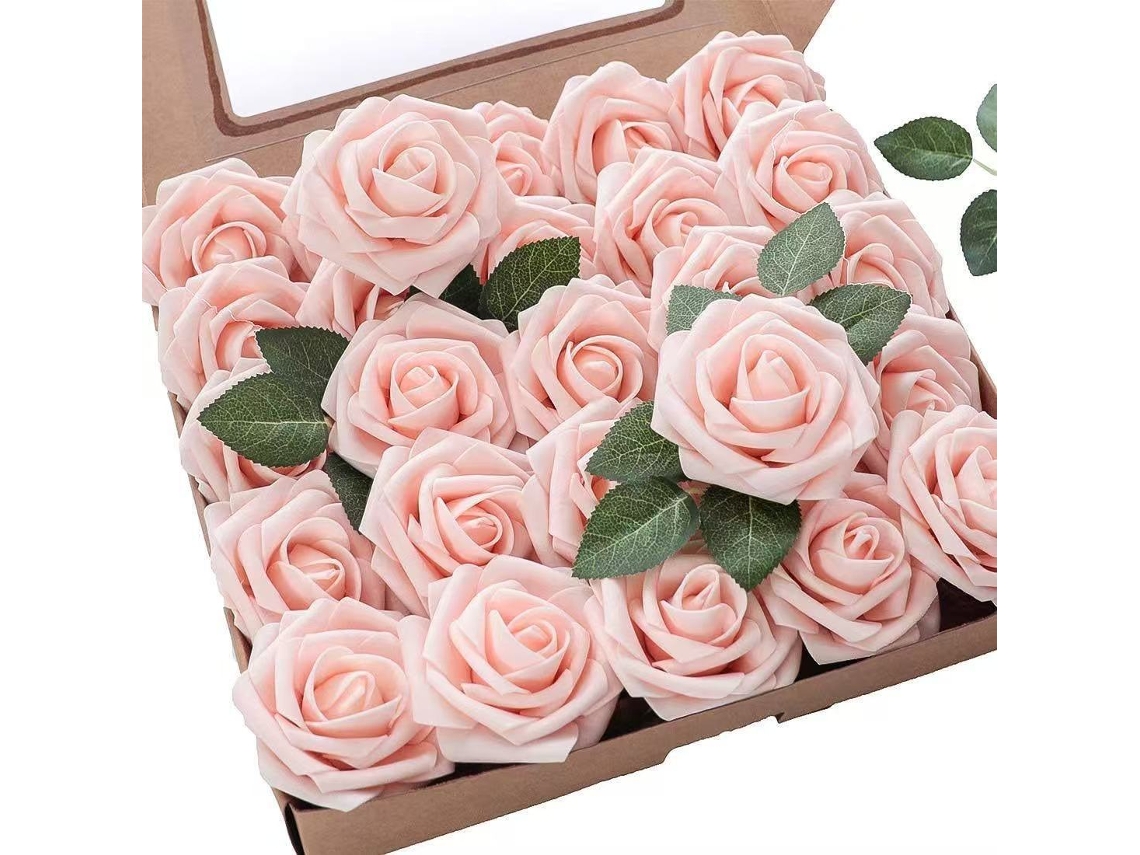 Rosas Artificiais, 25 Hastes, Para Buquês De Casamento Diy E Decoração De Mesas De Festa, Cor Rosa. Siurn