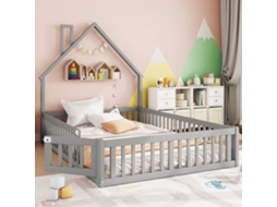 Cama De Poltrona 140x190 Cm Forma De Chaminé Madeira De Pinheiro Cinza