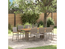 Vidaxl Conjunto De Jantar Para Jardim 9 Unid. Cinzeto Vime Pe