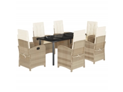 Maison Exclusive - 7 Pcs Conjunto De Jantar P/ Jardim Com Almofadões Vime Pe Bege