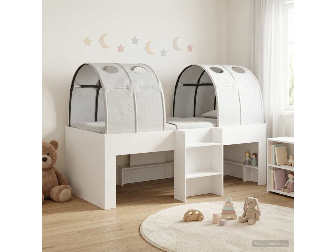 Vidaxl Cama Com Túnel 3 Unid. Branco Derivados De Madeira