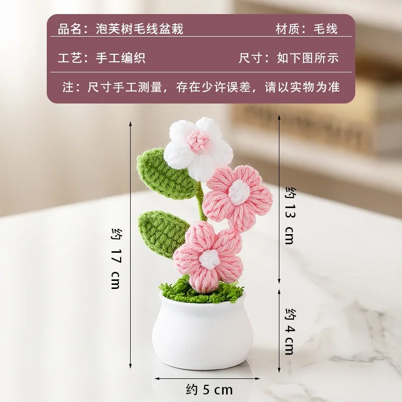 Vasos De Flores Criativos Tricotados, Mini Flores Artificiais, Plantas De Crochê Feitas À Mão