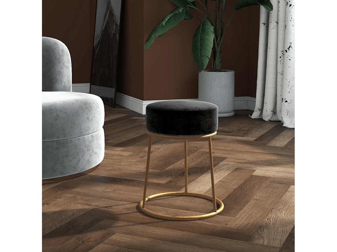 Vidaxl Banqueta Redonda Veludo Preto