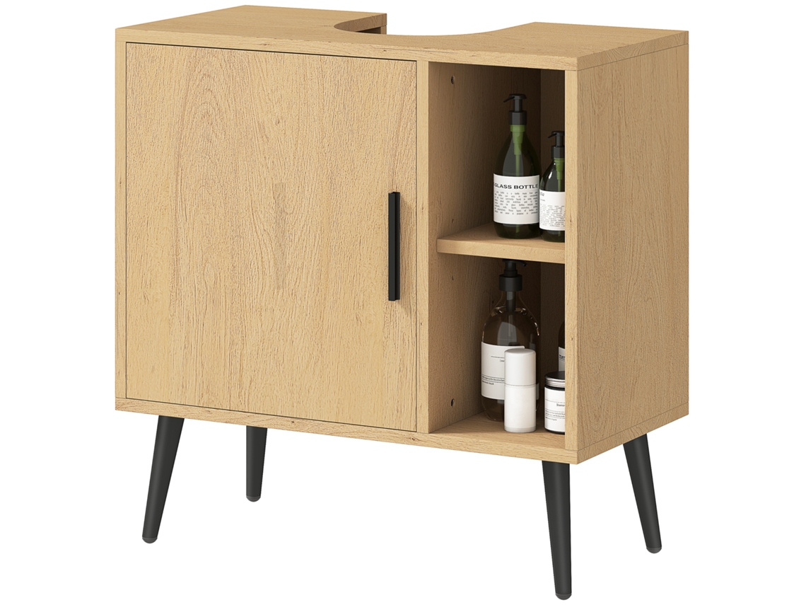 Unidade De Banheiro Com Porta Soft-close E Prateleira Ajustável, 60x30x59,5cm, Carvalho