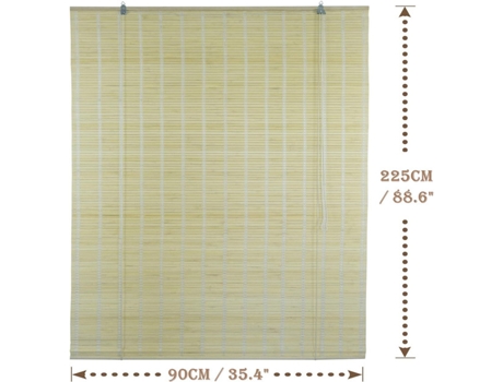 Cortina de Rolo de Bambu SOLAGUA para Janela e Porta Inclui Acessórios 60X135Cm Carvalho