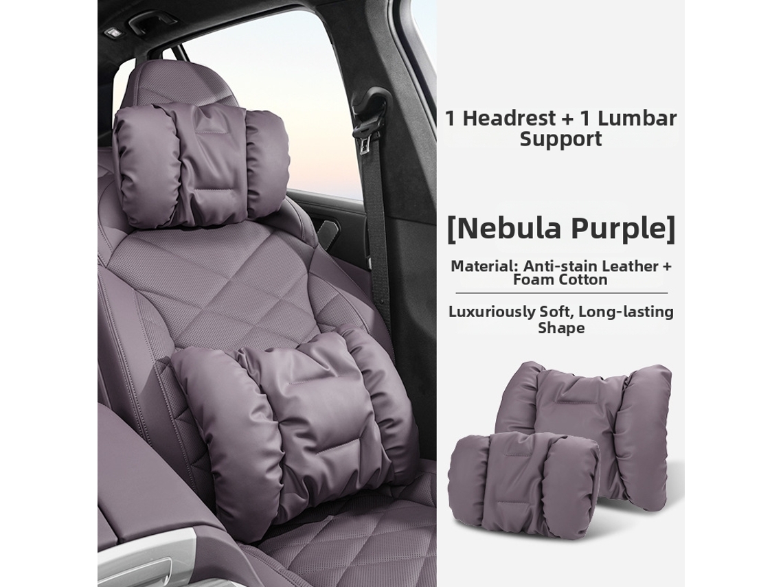 Conjunto de Almofadas de Apoio para Pescoço e Lombar HENTEN HOME Material de Couro Resistente a Manchas, Suporte Macio e Resiliente Roxo