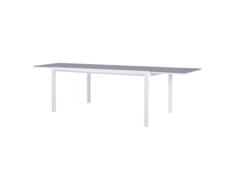 Mesa Conceito Retangular Extensível Alumínio Branco e Vidro Temperado Cinza Claro 150/225100