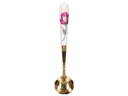 Colher Chá Inox Floral com Cabo Rosa