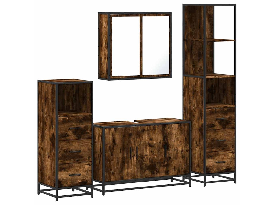 Bathroom Furniture Set, Bathroom Furniture Sets Vidaxl Marrom Madeira Processada (n/a)