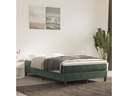 Cama Boxspring Com Colchão 120x200 Cm Veludo Verde-escuro
