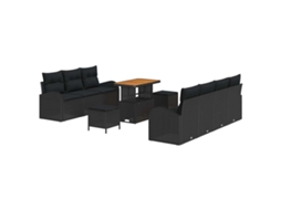 Maison Exclusive - Conjunto De Sofá De Jardim Com Almofada 10 Pcs Preto