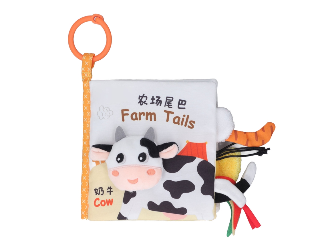 Primerox livro de Tecido com Cauda de Animal Brincalhão Interativo para Bebê 0 1 Ano