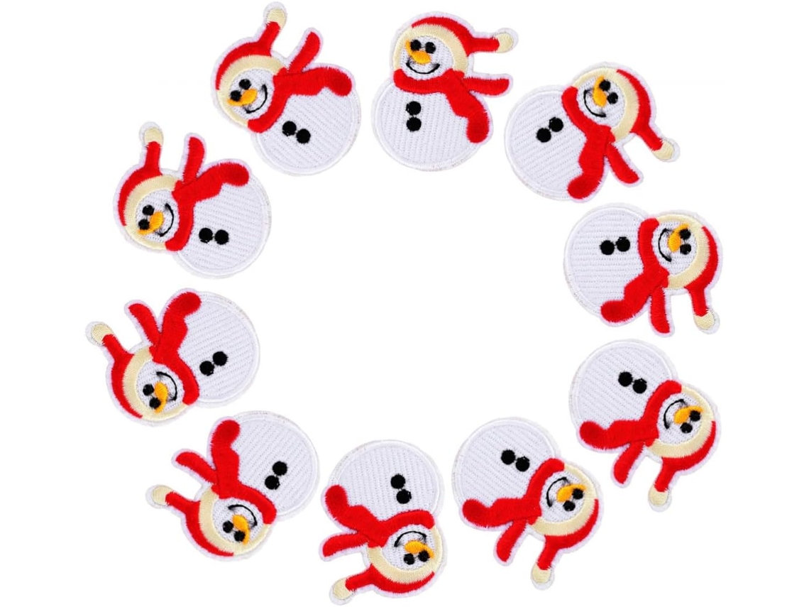 Apliques de Natal Brancos e Bonitos, 10 Peças, Boneco Neve Termocolante, Poliéster para Decorar CHABERLU