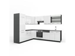Cozinha de canto Fame-Line, 227 x 287 cm, PT Antracite, Branco brilhante/Antracite, Vicco