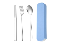 Tríplice Kit / Organizador Fofo Inox Portátil Prata / Azul