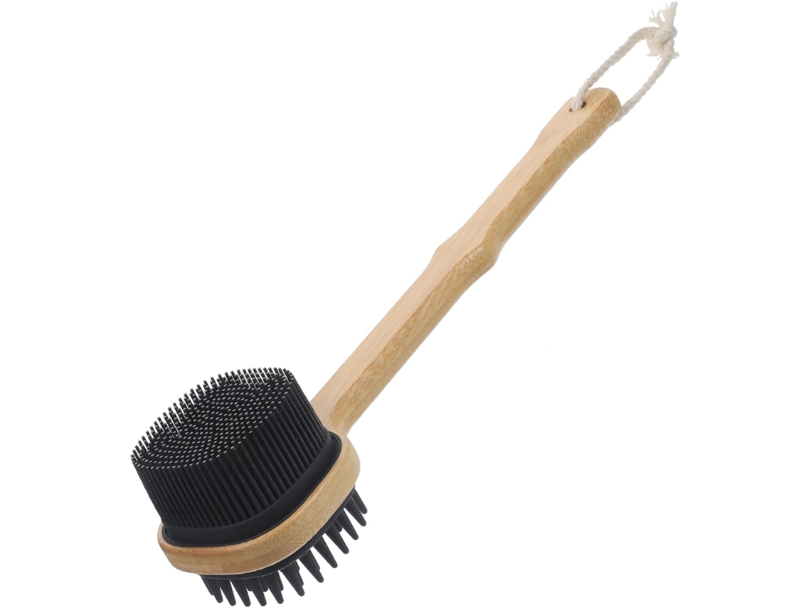 Escova De Banho Silicone Mikinona Com Cabo Longo Para Costas, Utensílio De Banho E Limpeza Corporal