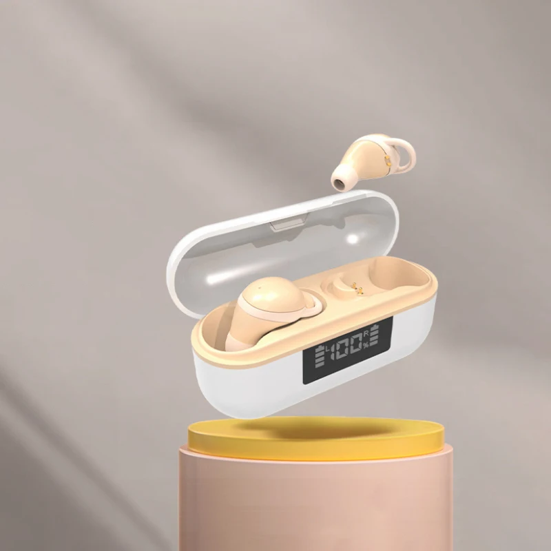 Fones de Ouvido Bluetooth Tws para Dormir, Fones de Ouvido Estéreo Verdadeiros e Invisíveis, com Microfone. MDUG (cor da Pele)