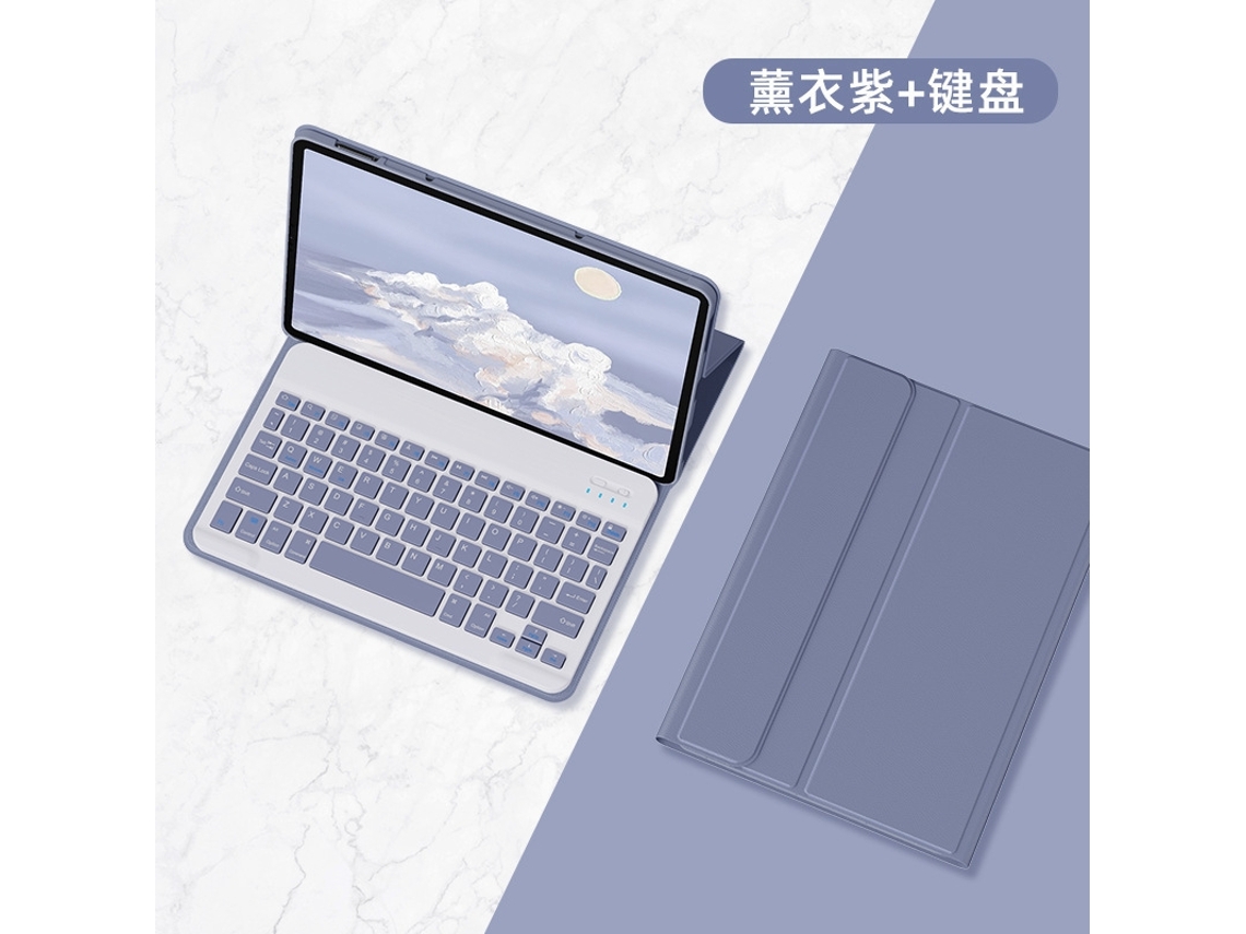 Capa Com Teclado Bluetooth Em Couro Compatível Com Ipad 10 De 10,9", Magnética, Cor Roxo