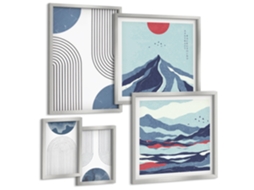Conjunto De Pinturas Paisagens Abstratas Geometria Espelharte (5 Peças)