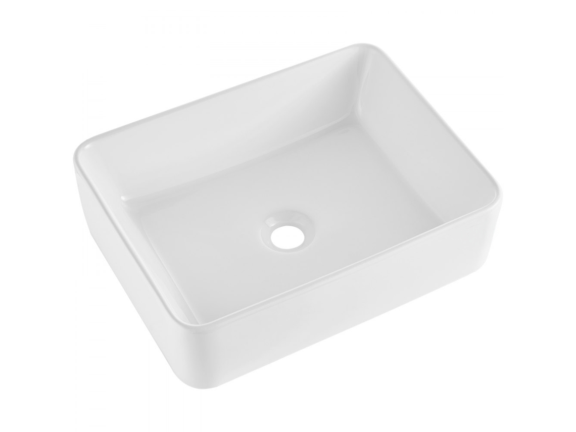 Pia De Cerâmica Moderna Para Banheiro, 482x373x135mm, Resistente E De Fácil Limpeza Tekmaquinas