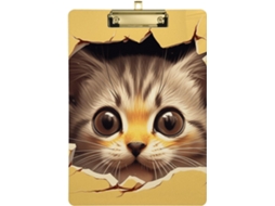 Prancheta personalizada em acrílico com pelo de gatinho, ideal para salas de aula e escolas primárias.