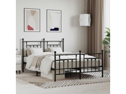 Vidaxl Estrutura De Cama Com Cabeceira E Pés 140x190 Cm Metal Preto
