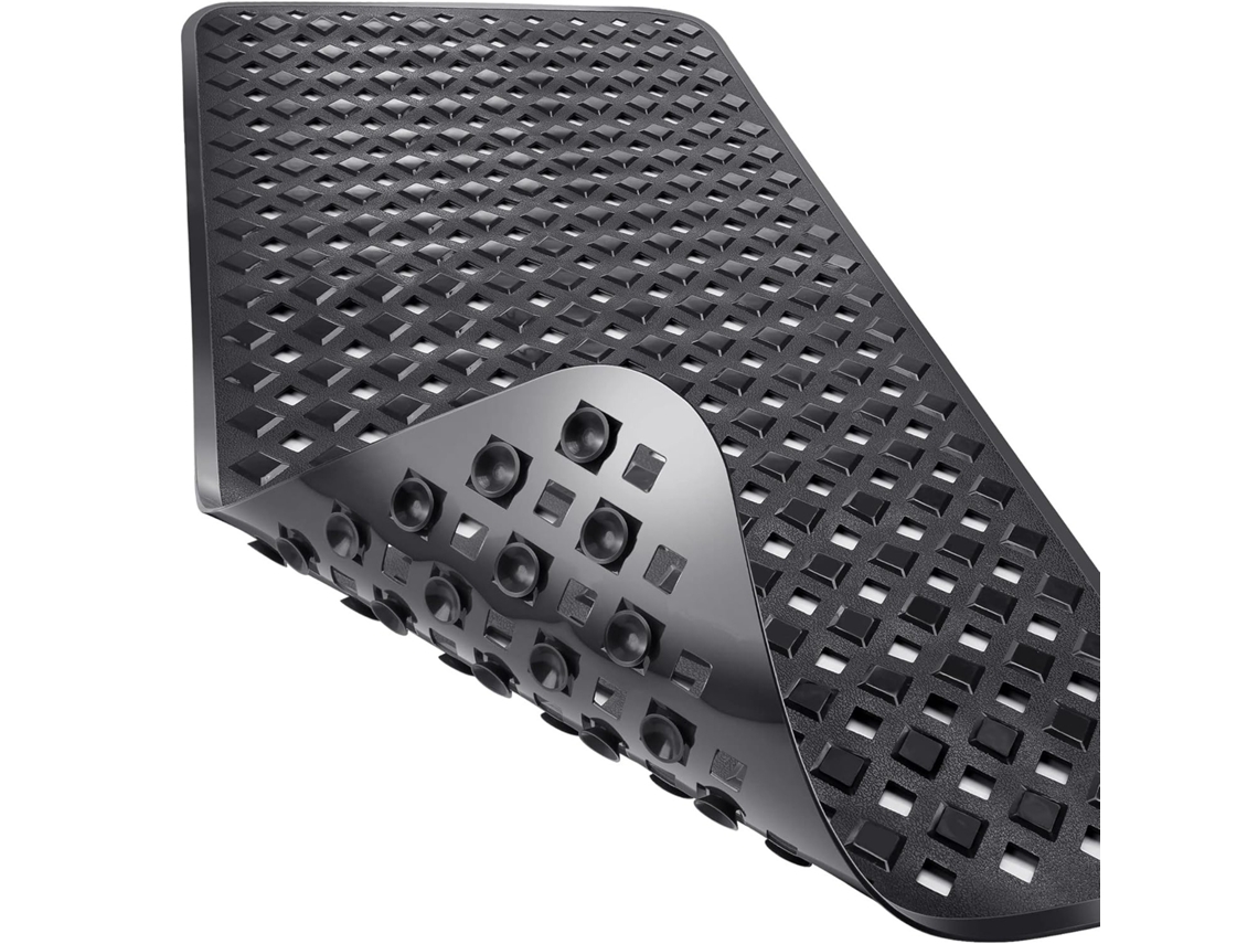 Tapete de Banho Antiderrapante para Chuveiro 53x53cm Pvc Resistente a Mofo, Lavável na Máquina e Suave para a Pele HENTEN HOME Preto