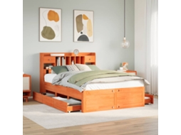 Vidaxl Cama Com Estante Sem Colchão 150x200 Cm Pinho Maciço