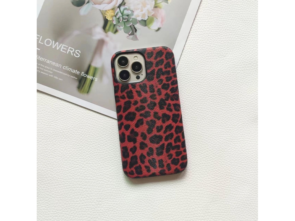 Capa Para Iphone 17 Air Com Estampa De Leopardo Vermelha E Textura Semi-cobertura.