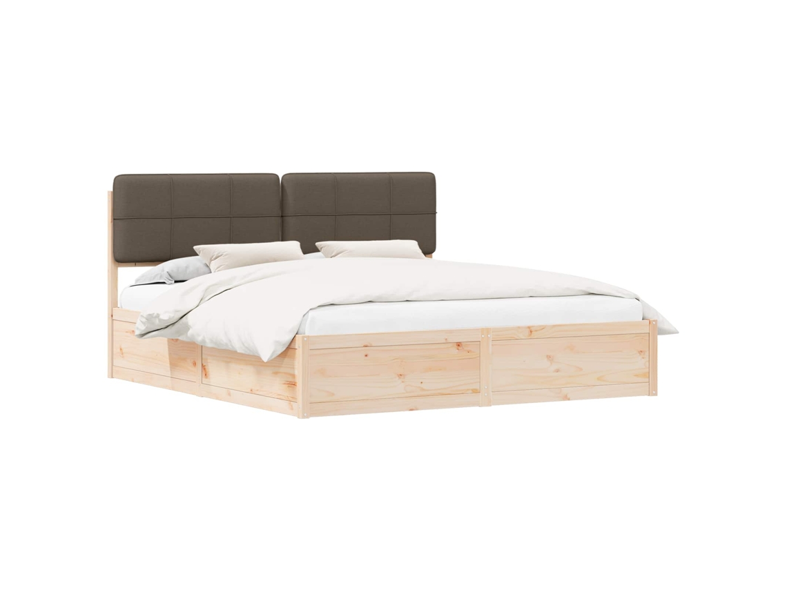 Estrutura de Cama com Cabeceira Estofada Cinzento Acastanhado MAISON EXCLUSIVE