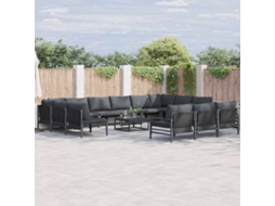 Vidaxl Conjunto De Sofá De Jardim 13 Unid. Preto Aço