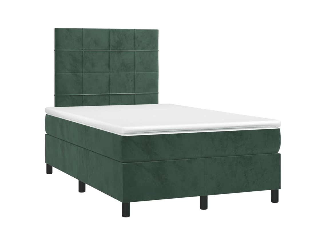 Cama Boxspring com Colchão 120x190 cm Veludo Verde Escuro MAISON EXCLUSIVE
