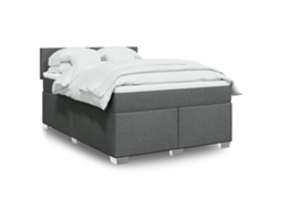Vidaxl Cama Com Molas/colchão 140x200 Cm Tecido Cinzento-escuro