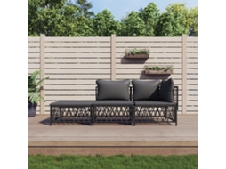 3 Pcs Conjunto Lounge De Jardim Com Almofadões Aço Antracite Dkd Home Decor