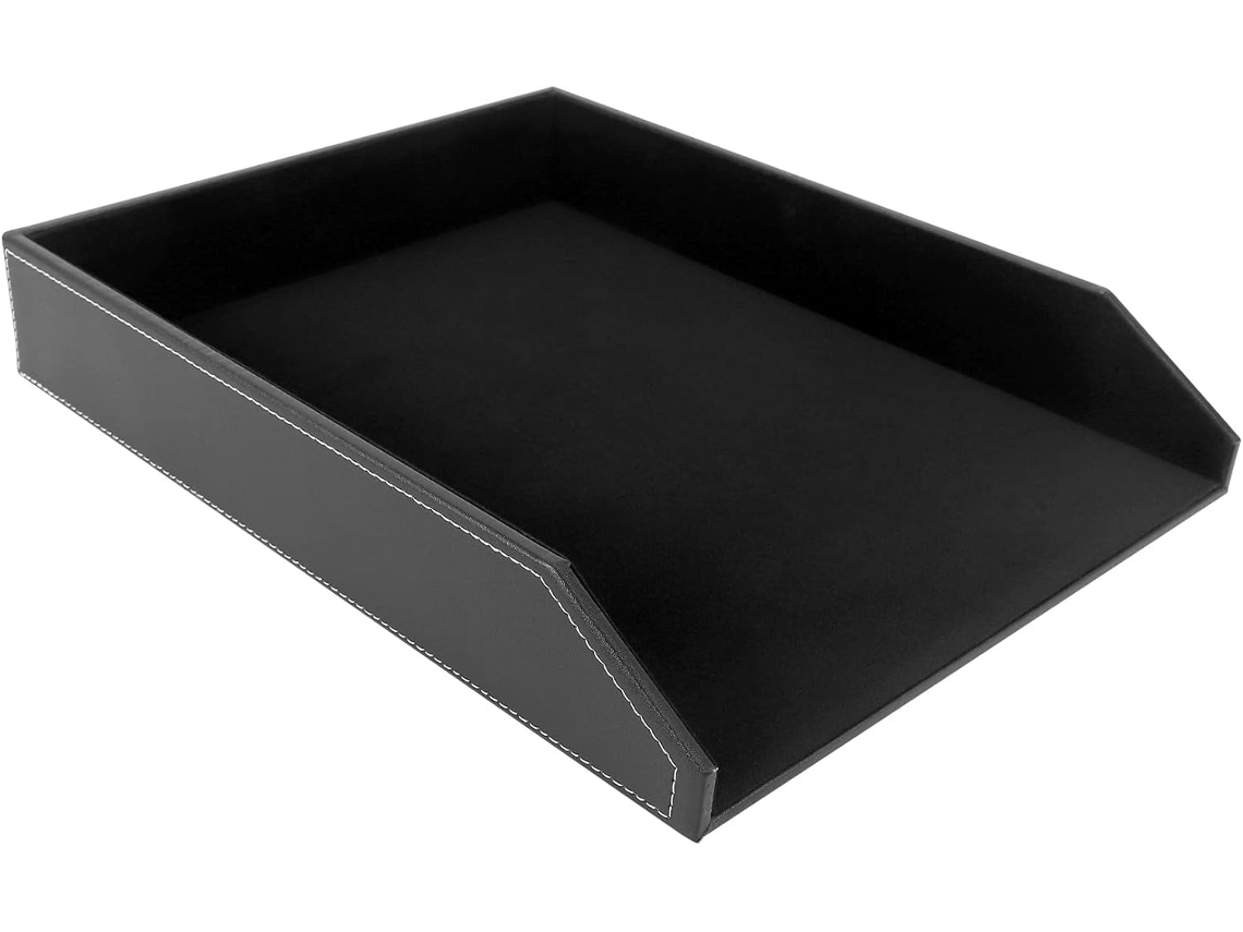 Bandeja Organizadora De Mesa Em Couro Pu Para Cartas E Documentos, Empilhável E Ideal Para Escritóri Gokoco