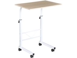Mesa de Computador Melamina de Madeira e Metal Cor Branco e Madeira 60x40x(68-78) cm Homcom