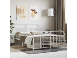 Vidaxl Estrutura De Cama Com Cabeceira E Pés 140x190 Cm Metal Branco