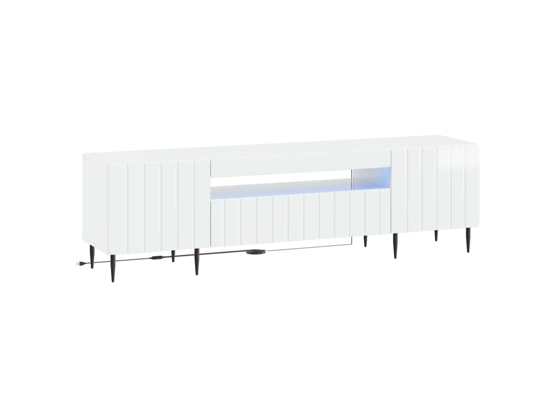 Vidaxl Gabinete De Tv Led Branco Brilhante Derivados De Madeira