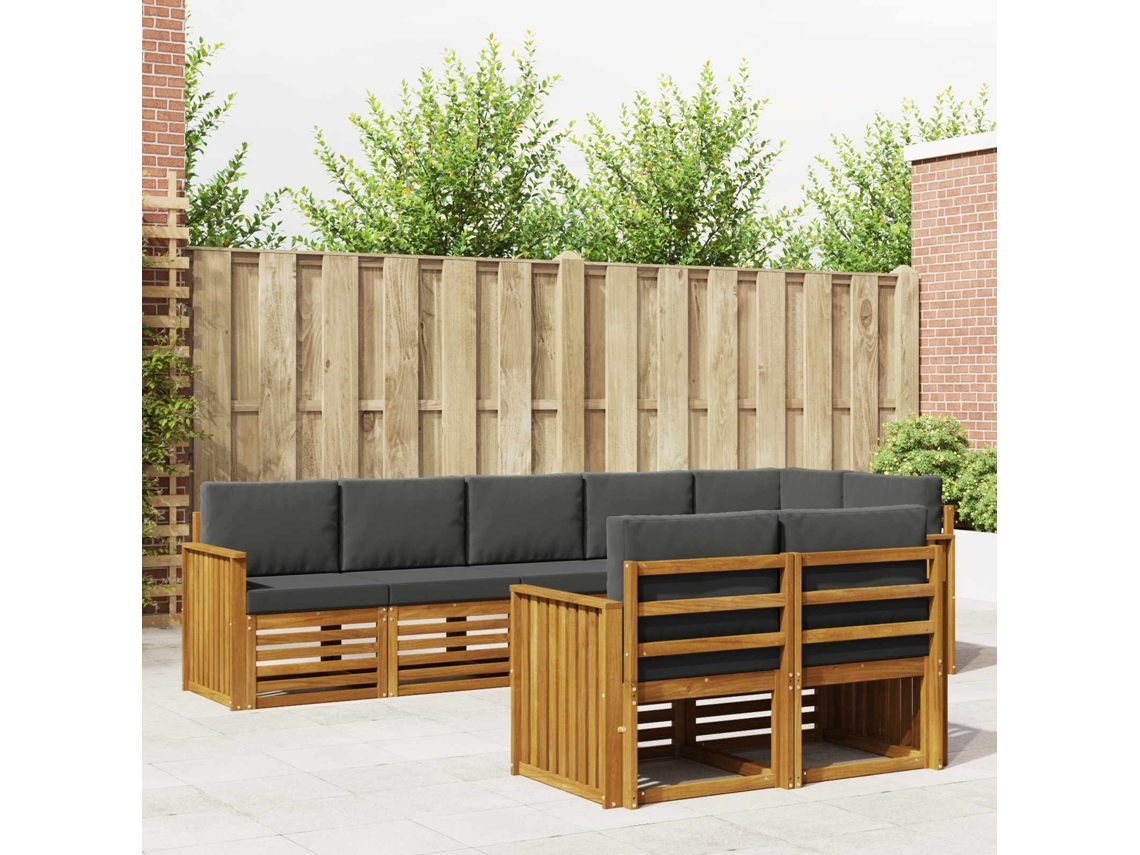 Vidaxl Conjuntos De Sofás Com Almofada 8 Pcs Natural E Antracite
