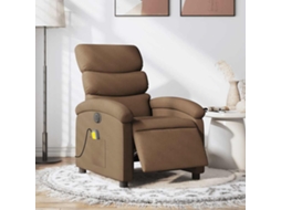Vidaxl Poltrona De Massagens Reclinável Elétrica Tecido Castanho