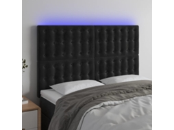 Vidaxl Cabeceira Cama C/ Led Veludo 144x5x118/128 Cm Preto