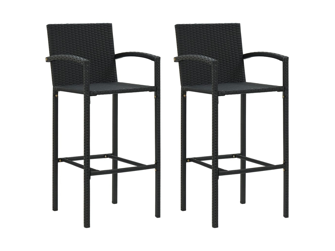Vidaxl Bancos De Bar 2 Pcs Vime Pe Preto