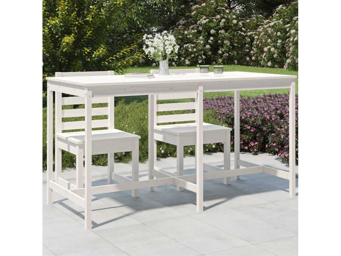 Vidaxl Mesa De Jardim 203,5x90x110 Cm Madeira De Pinho Maciça Branco