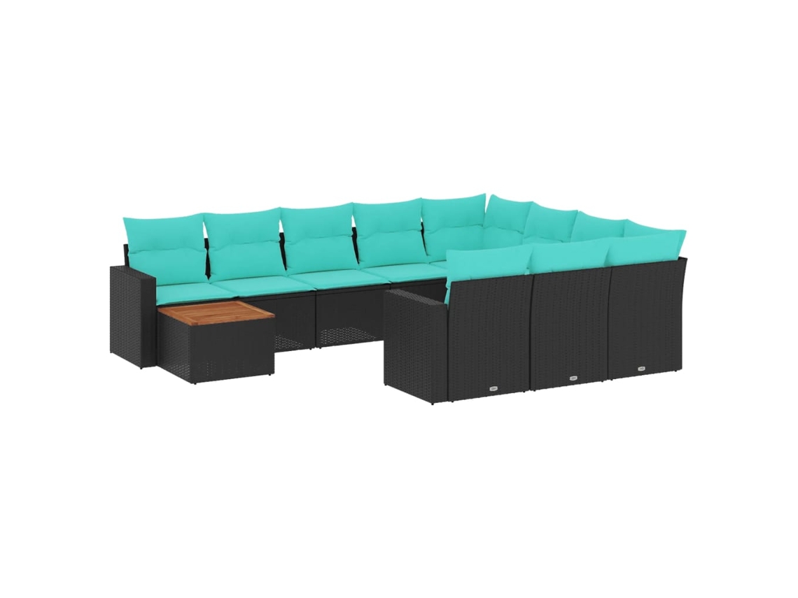 Maison Exclusive - 11 Pcs Conjunto Sofás De Jardim C/ Almofadões Vime Pe Preto