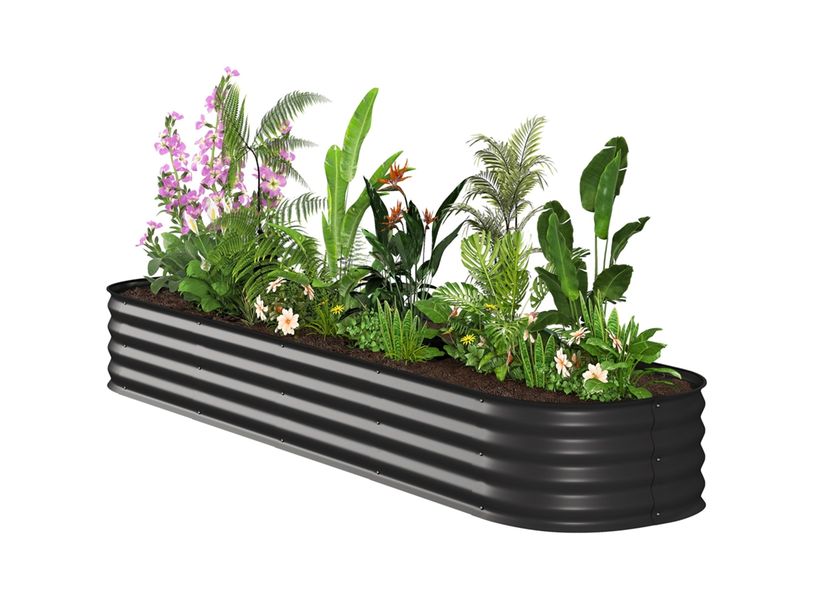 Horta Modular Aço 240x62x30cm Com Vaso Elevado Flores