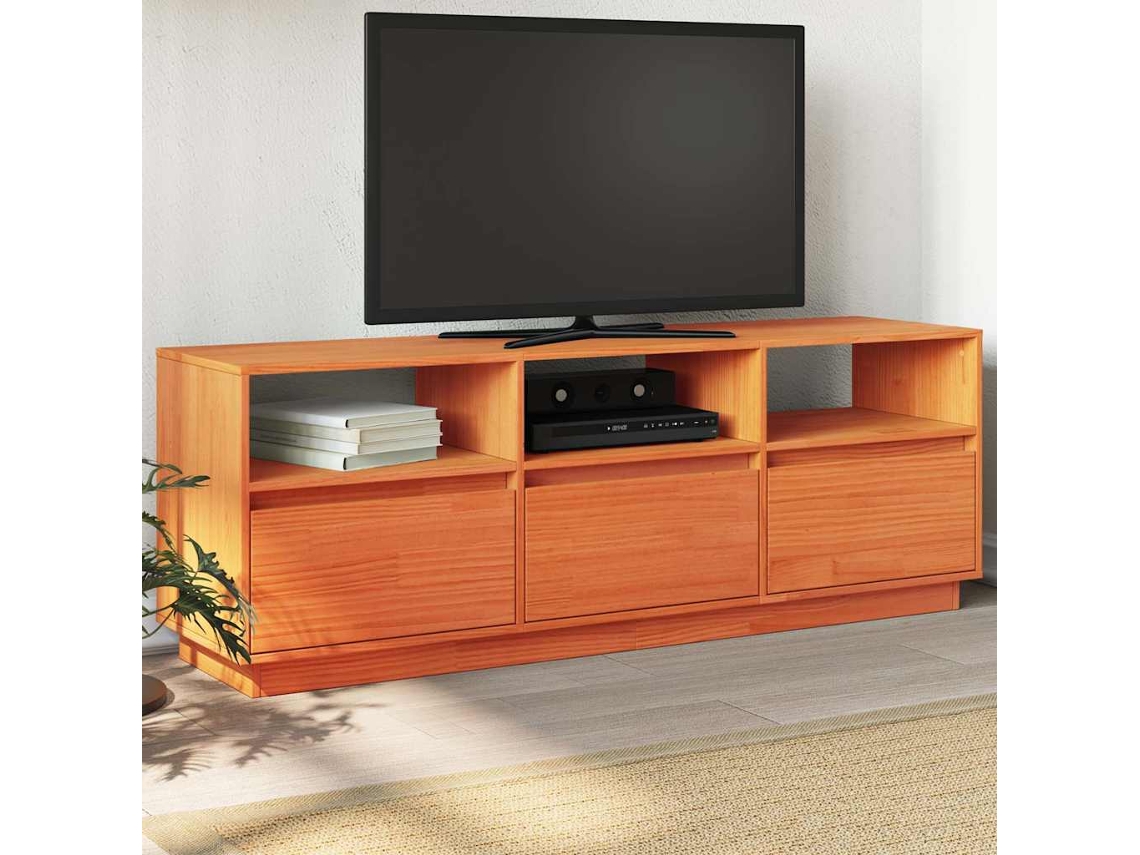 Vidaxl Móvel De Tv 140x37x50 Cm Madeira De Pinho Maciça Castanho Mel