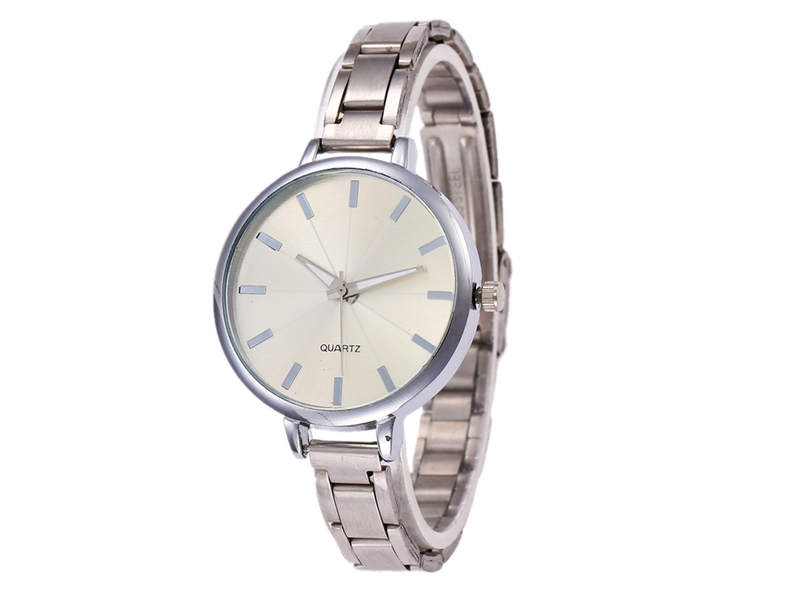 Relógio de Pulso Simples Fashion Quartz com Pulseira de Aço para Homens e Mulheres (prata)