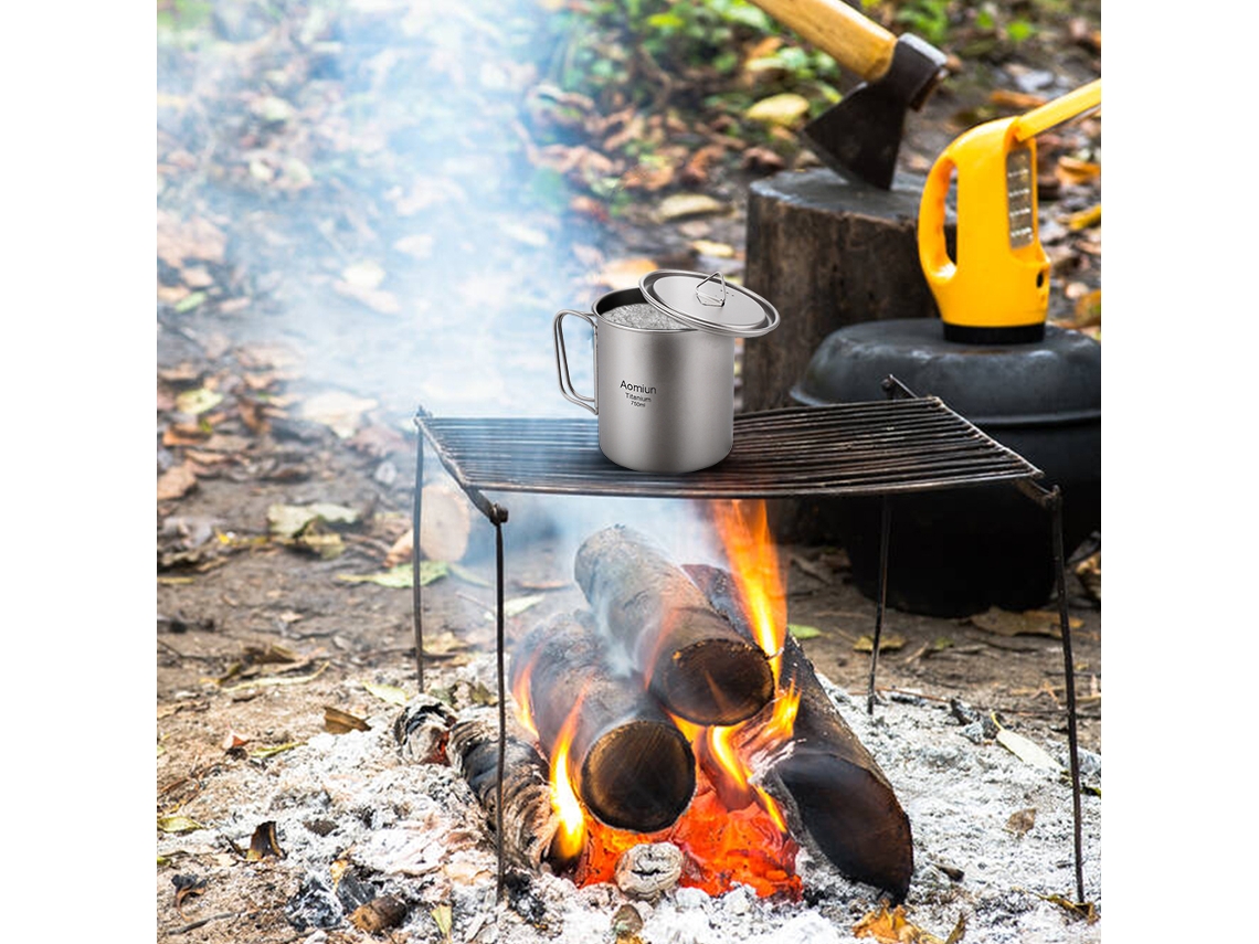 Copo de Titânio Ultraleve para Camping com Alça Plegável