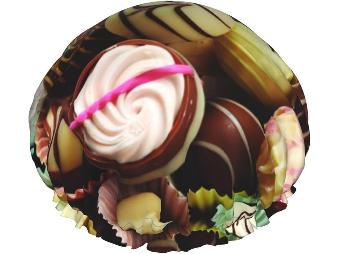 Touca De Banho Com Estampa Chocolate – Reutilizável, Dupla Camada, Item Essencial Para Viagens, Ideal Para Hotéis