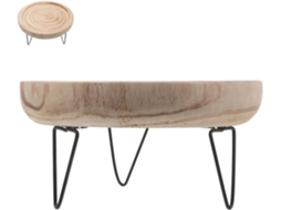 Bandeja Decorativa Redonda Nuobesty Em Madeira Natural Com Suporte Tripé De Ferro, Bandeja De Armazenamento